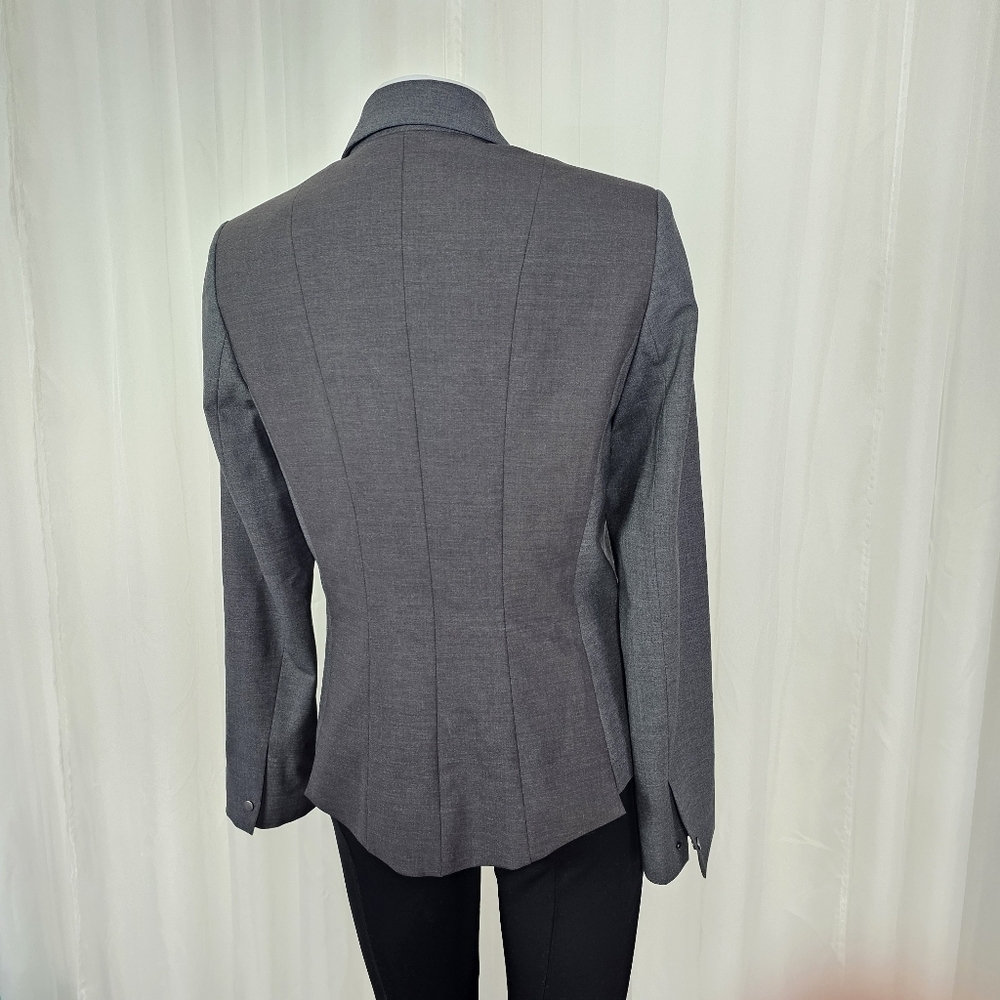 Elie Tahari snap button two-tone gray wool blazer size 8 - Picture 7 of 14